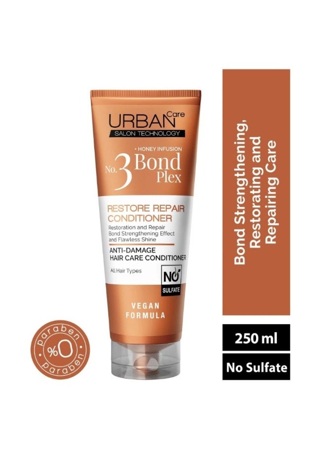 أوربان كير بلسم الشعر Urban Care رقم 3 Honey Infusion Bond Plex Restore Repair – 250 مل - Image 3